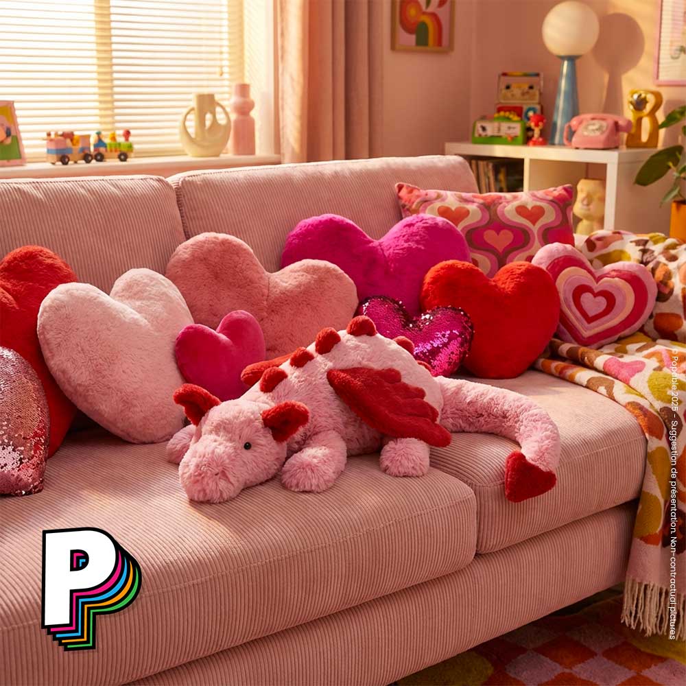 Peluche dragon rose Heart Dragon de Jellycat VAL2DD