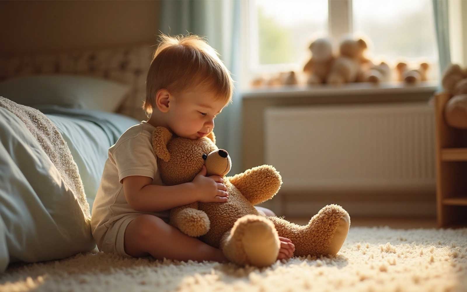 enfant avec peluche
