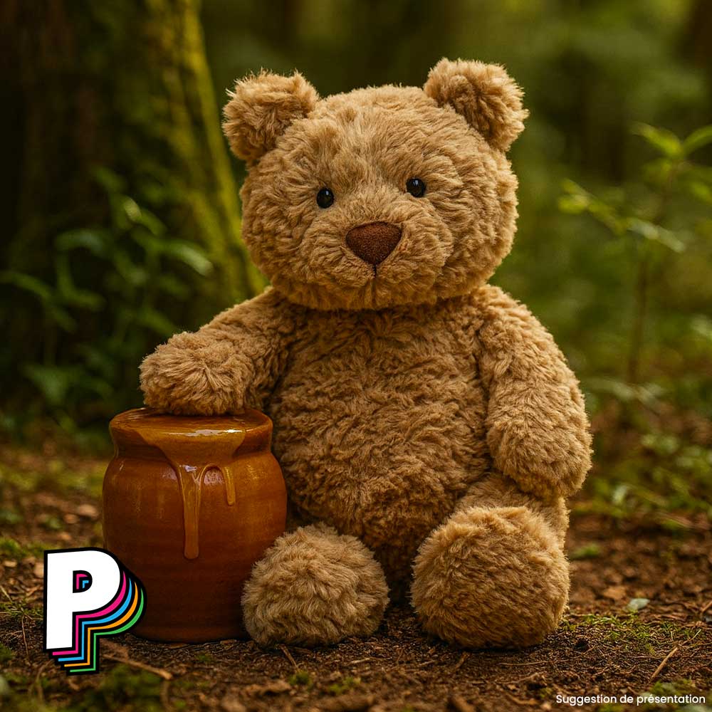Peluche ours Bartholomew Bear de Jellycat avec pot de miel