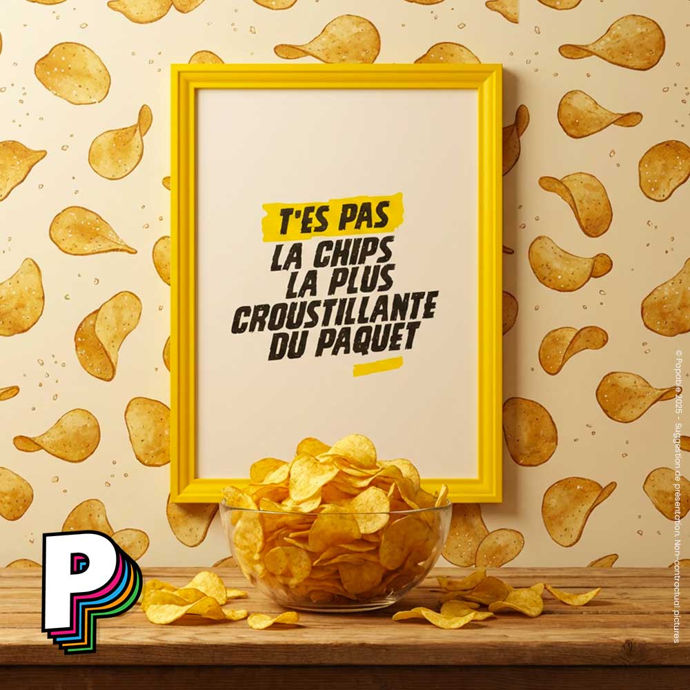 Affiche « T’es pas la chips la plus croustillante du paquet » – Poster décalé format A3 dans un cadre