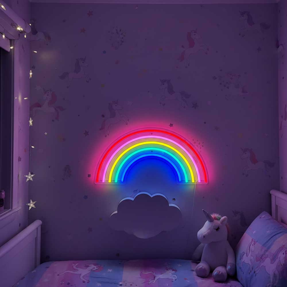 Néon Arc-en-ciel mural Pasteq chambre enfant licorne