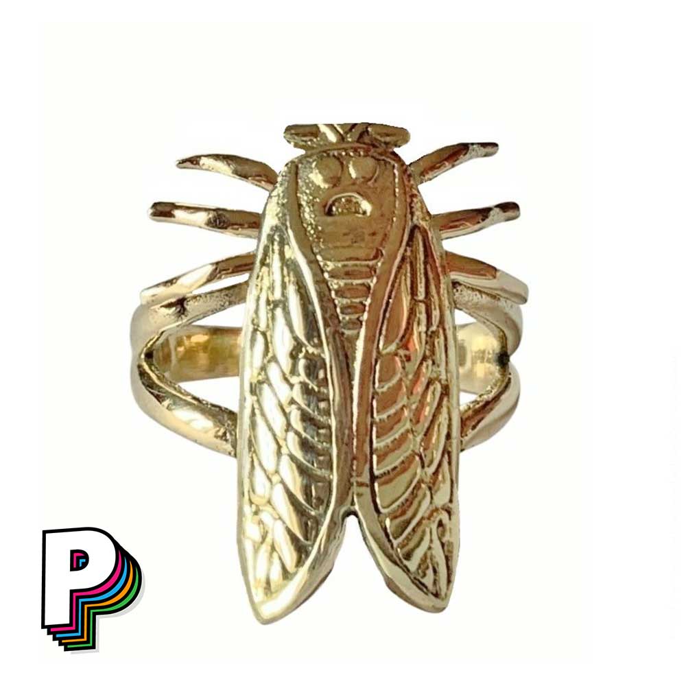 Détails Bague cigale dorée