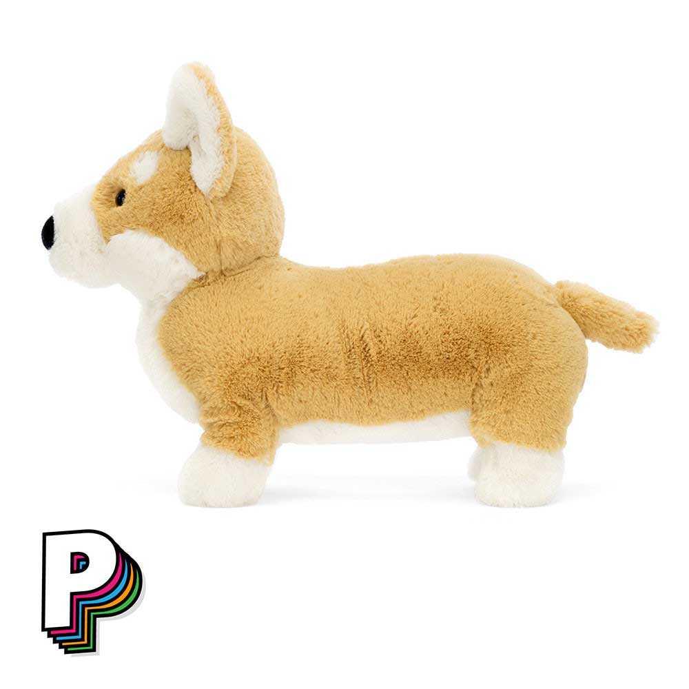 Peluche chien corgi de côté
