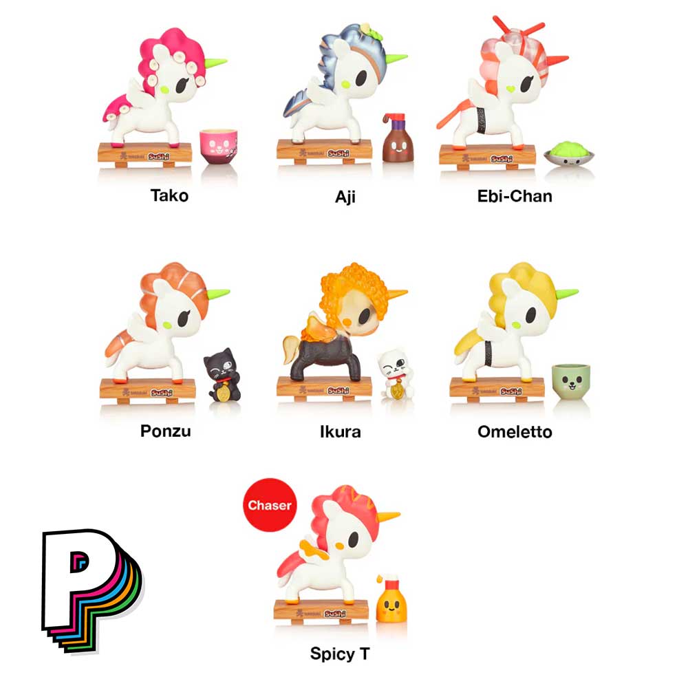 Les figurines à collectionner de cette Blindbox Sushi Unicorno Tokidoki
