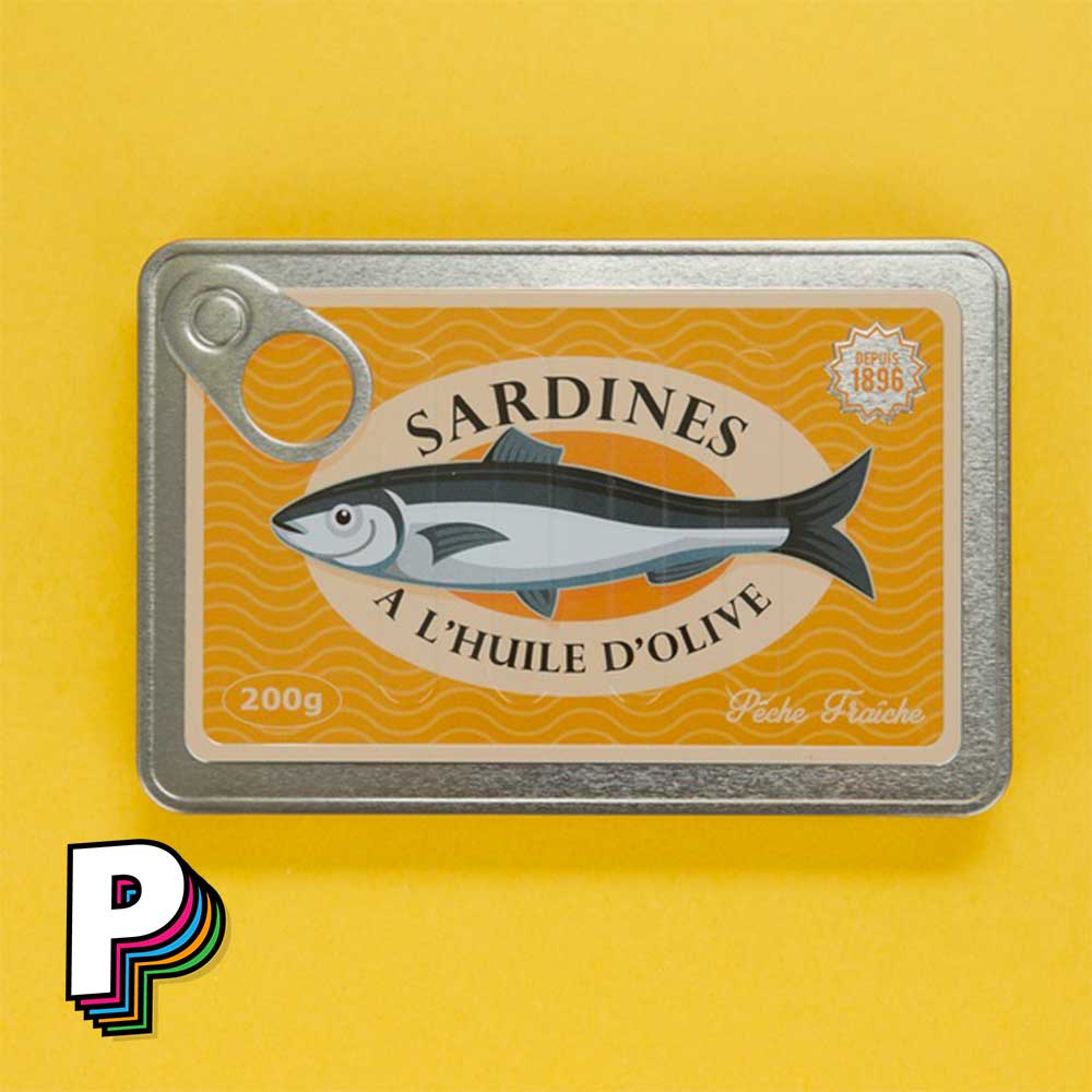 Carnet en forme de boîte de sardines conserverie avec pages jaunes