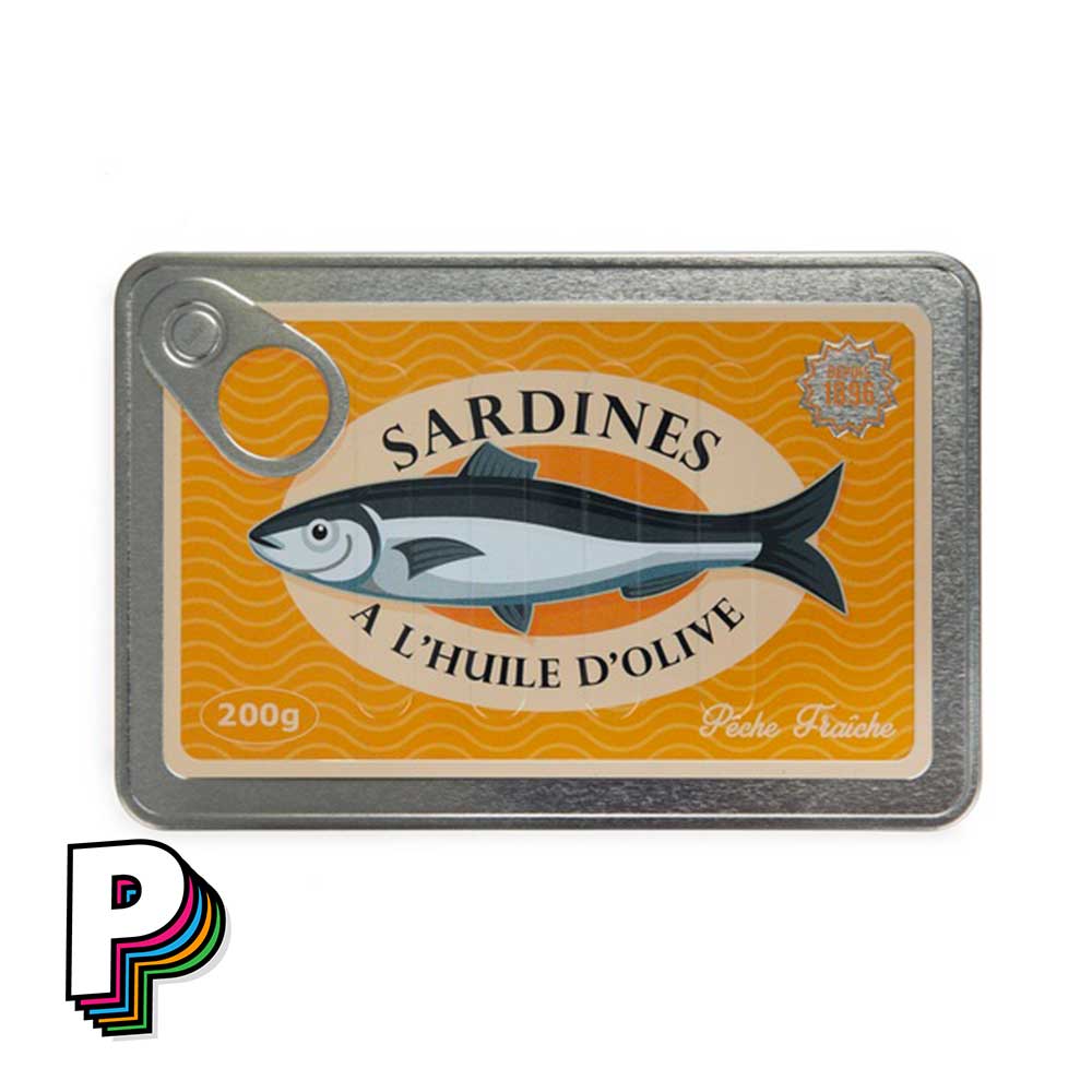 Carnet en forme de boîte de sardines conserverie avec pages jaunes facing avant