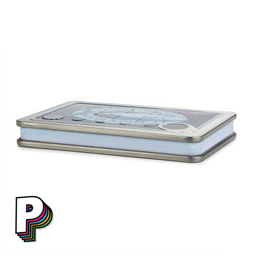 Carnet en forme de boîte de thon conserverie avec pages bleues sur le côté