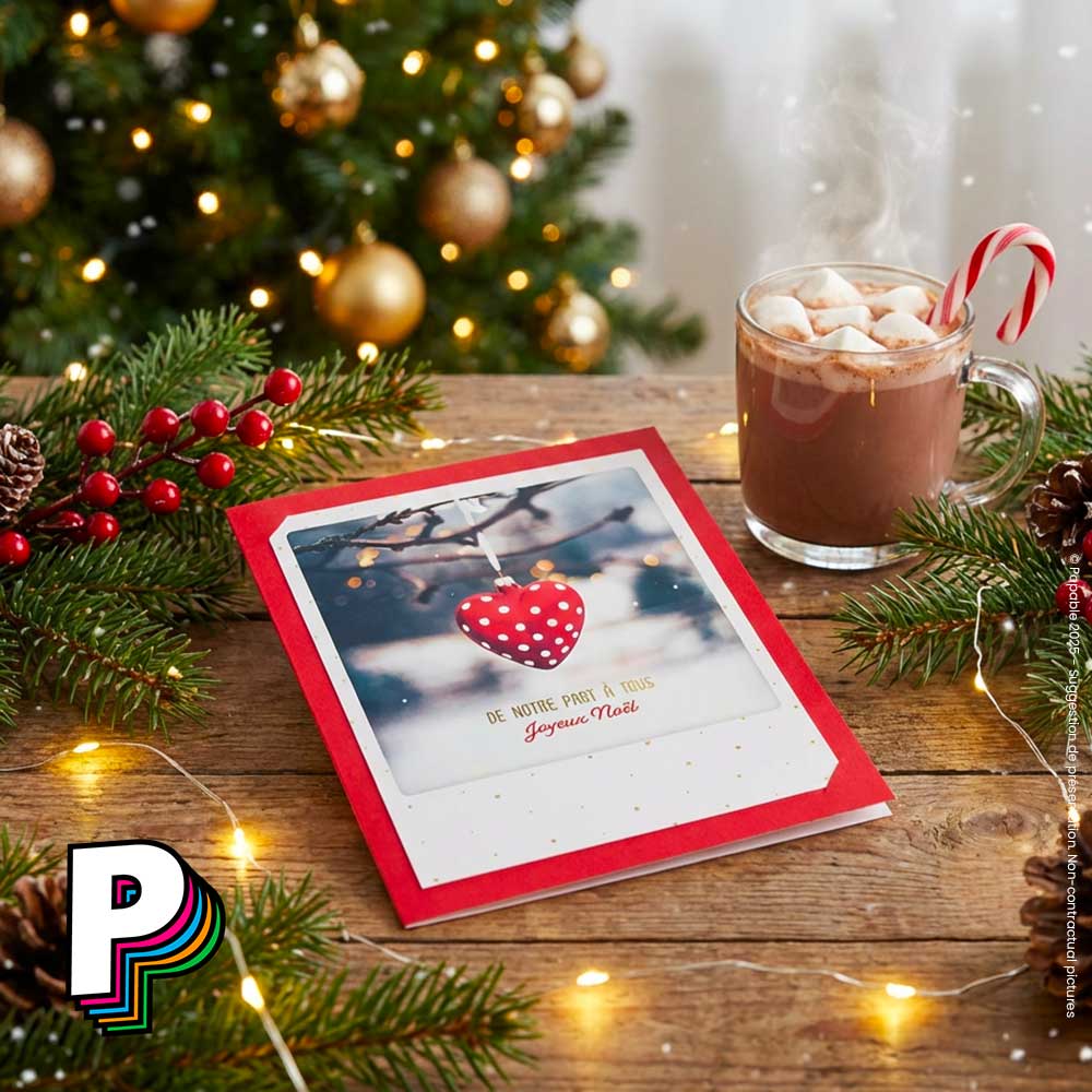 Carte “De notre part à tous – Joyeux Noël” avec enveloppe ❤️