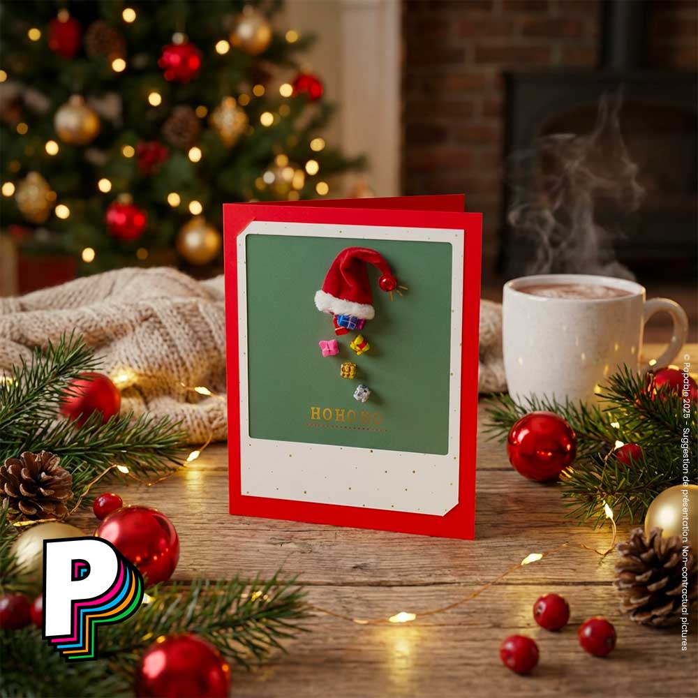 Carte “Ho Ho Ho” avec enveloppe : la carte qui déballe la magie de Noël 🎅✨