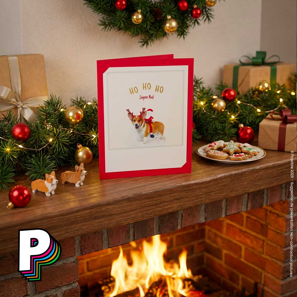 Carte “Ho Ho Ho – Corgi de Noël” – Le Renne le plus mignon de Noël 🐶🎅