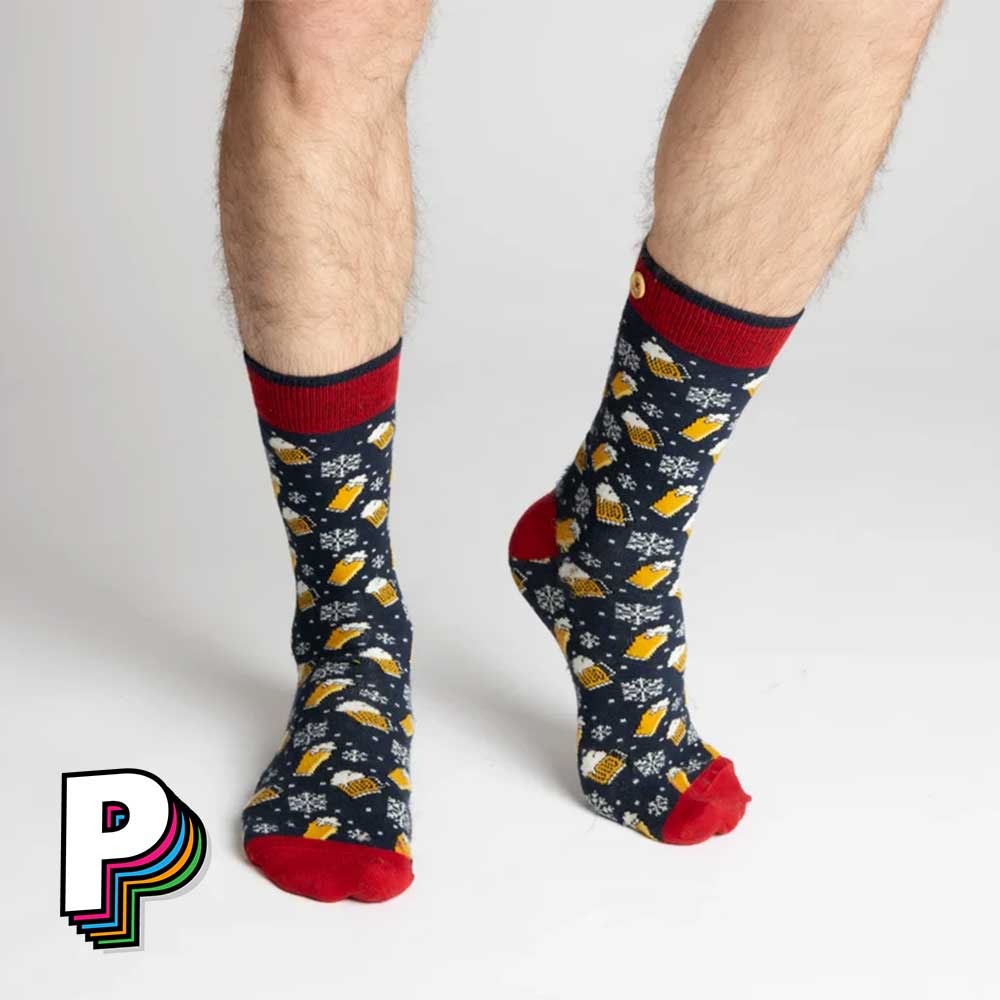 Chaussettes Bières & Flocons - Tom et Yoann - Cabaia sur des pieds