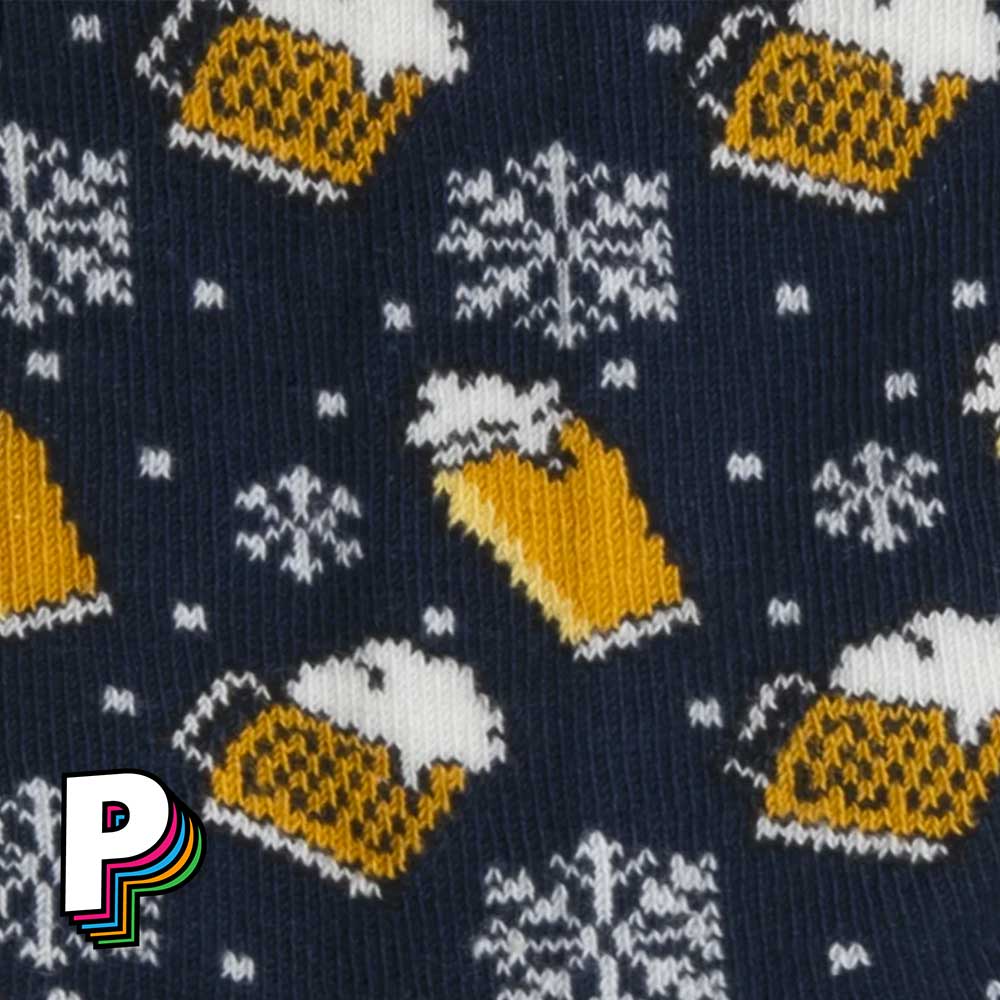 Détails des motifs Chaussettes Bières & Flocons - Tom et Yoann - Cabaia