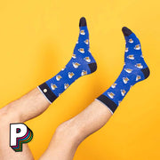 Chaussettes Léopold et Zoé - Motif Bières Bleues - Cabaia sur pieds