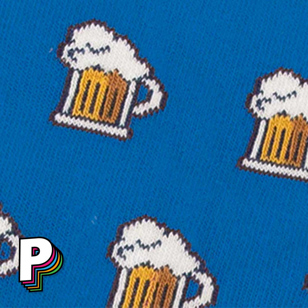 Motifs des Chaussettes Léopold et Zoé - Motif Bières Bleues - Cabaia