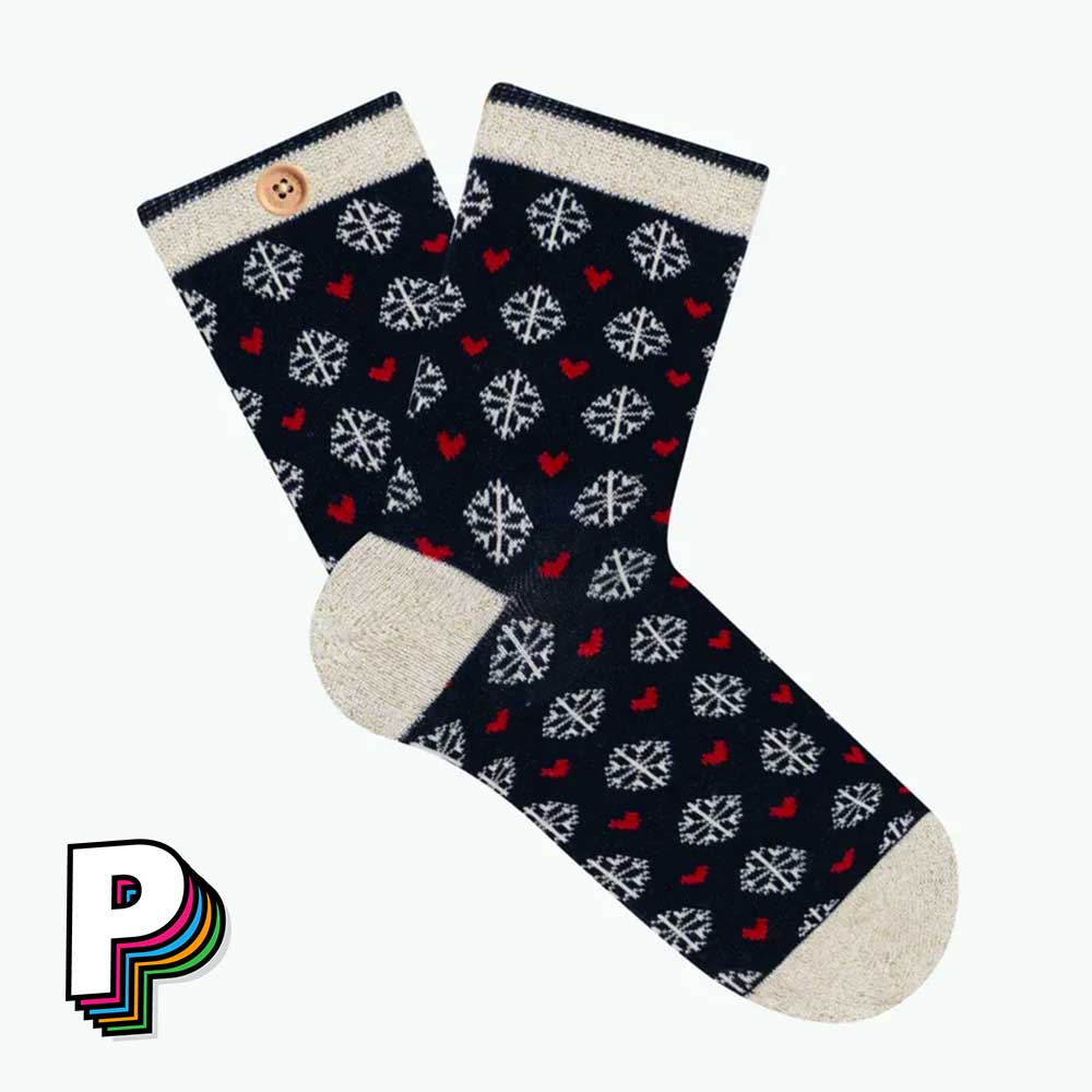 Chaussettes femme Flocons Coeurs – Emeline et Matthieu – Cabaïa