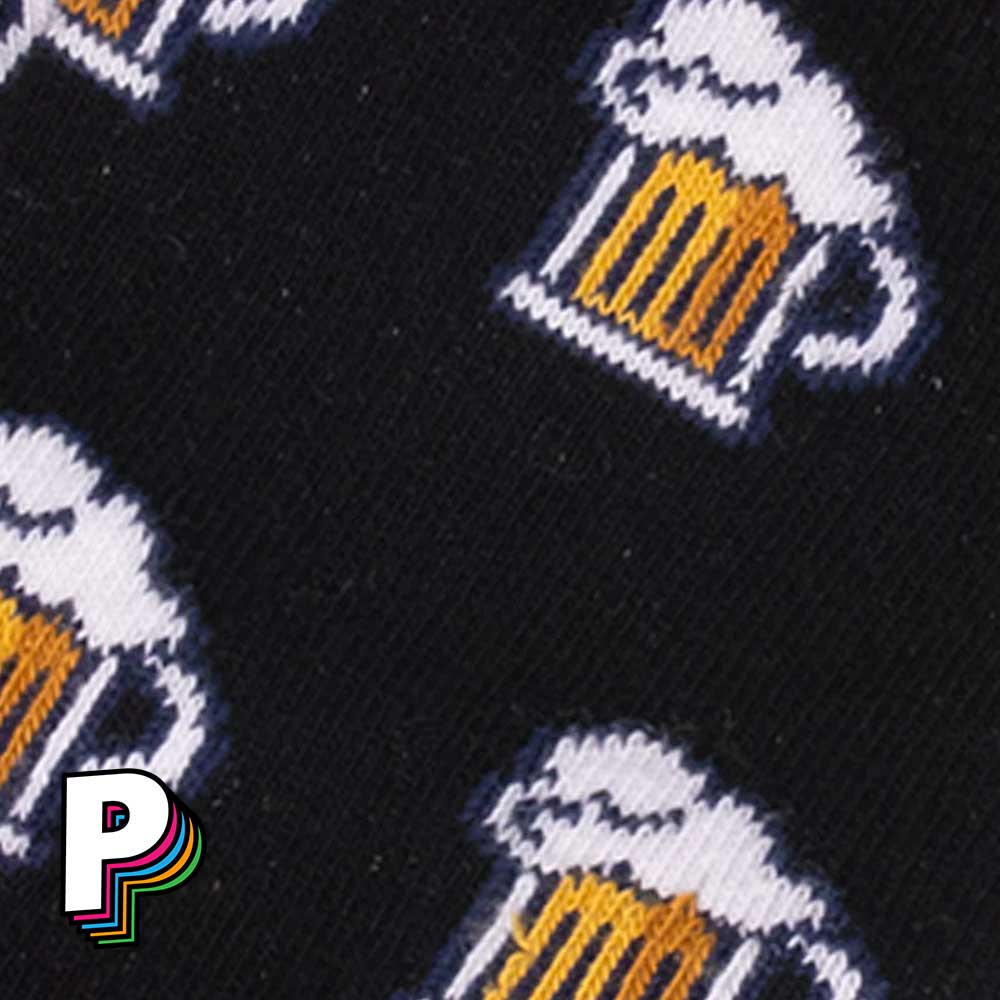 Détails motifs pintes Chaussettes noires Bières - Charles et Justine - Cabaia