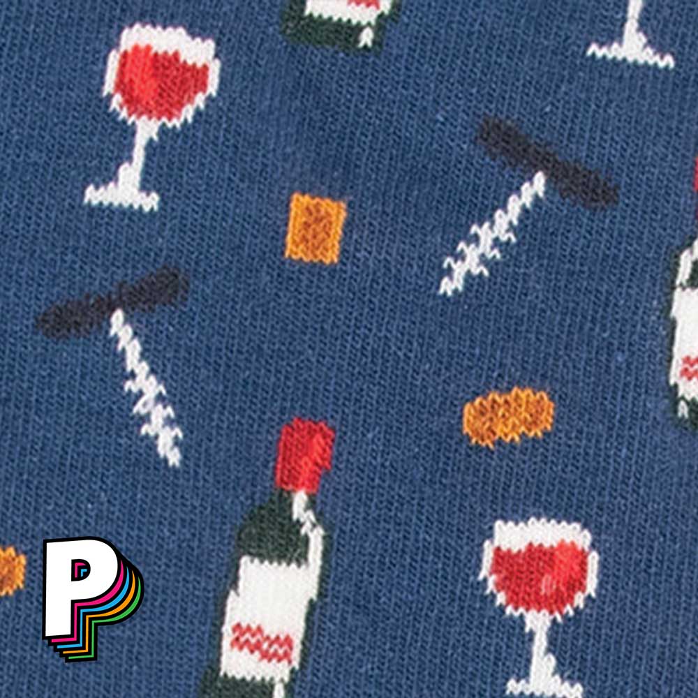 Motifs Chaussettes bleues “Apéro Vin” – David et Paloma – Cabaïa