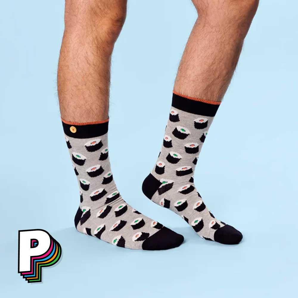 mannequin porte des Chaussettes grises “Sushi” – Julien & Laurine – Cabaïa