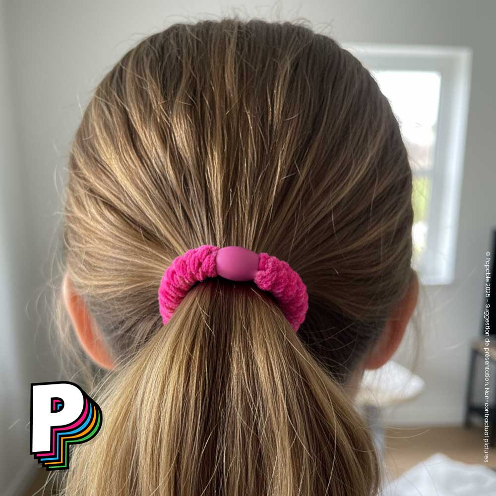 Chouchou & Bracelet 2 en 1 en velours rose fuchsia Velvet de Kknekki dans cheveux