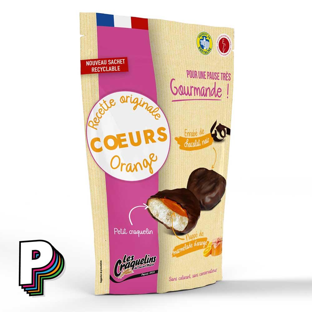 Packaging coeur fondant orange Les craquelins de Saint-Malo