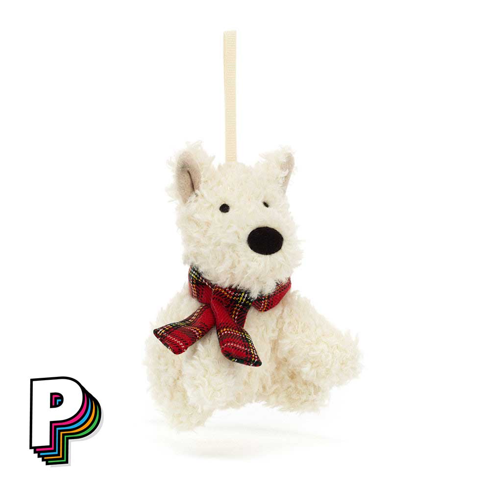 chien écossais peluche à suspendre sapin de noel