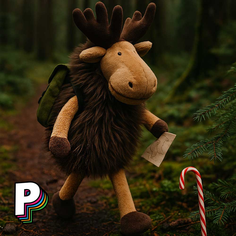 Peluche élan Merrick Jellycat en randonnée