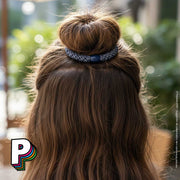 Chouchou & Bracelet 2 en 1 Bleu Glitter Pailleté de Kknekki avec coupe cheveux chignon