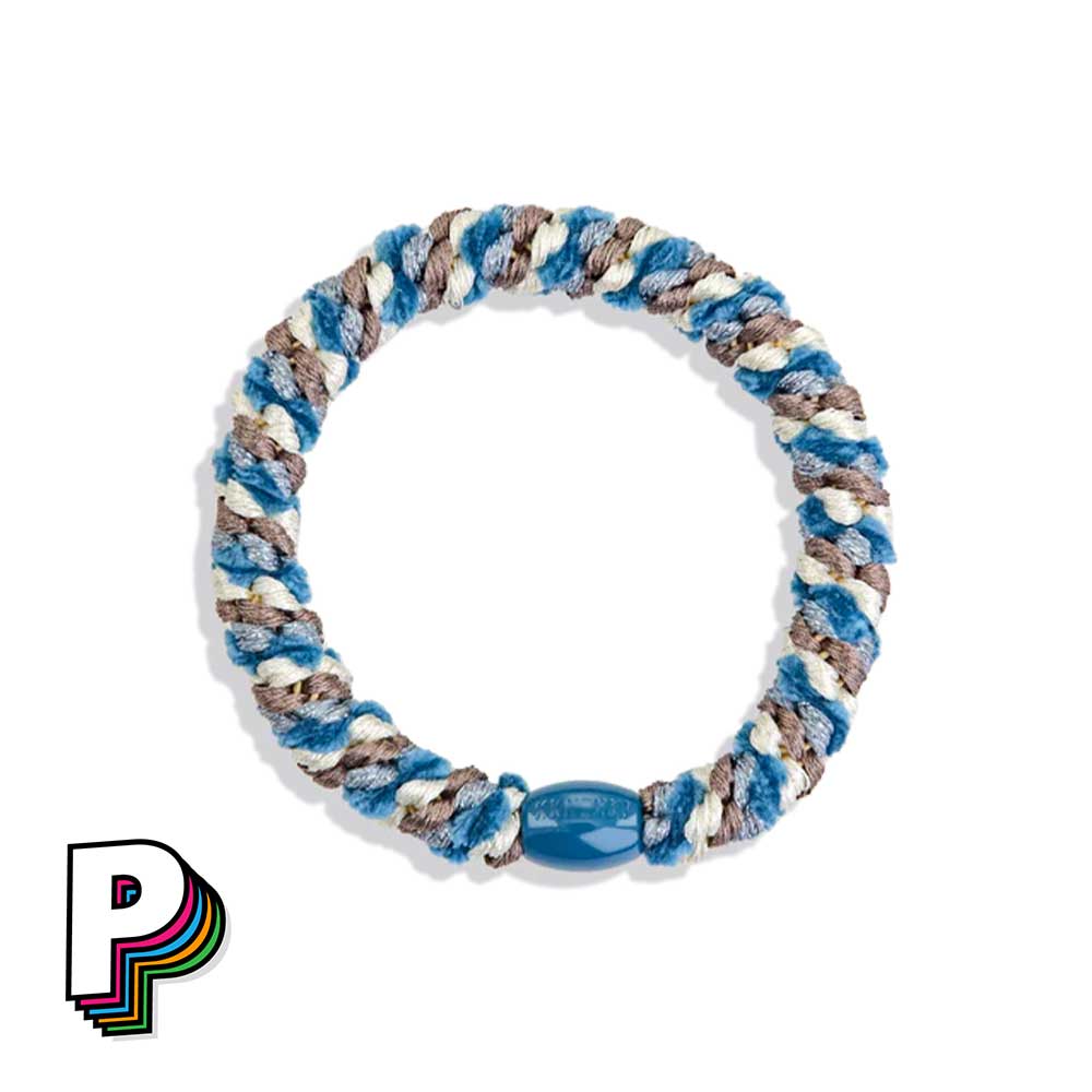 Chouchou & Bracelet 2 en 1 Bleu Mix tressé & pailleté de Kknekki