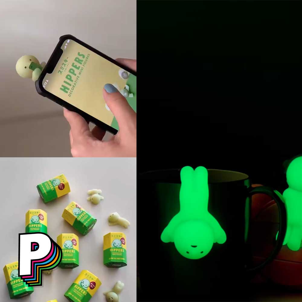 Figurine Smiski Hippers Blind Box boite, sur un téléphone et de nuit