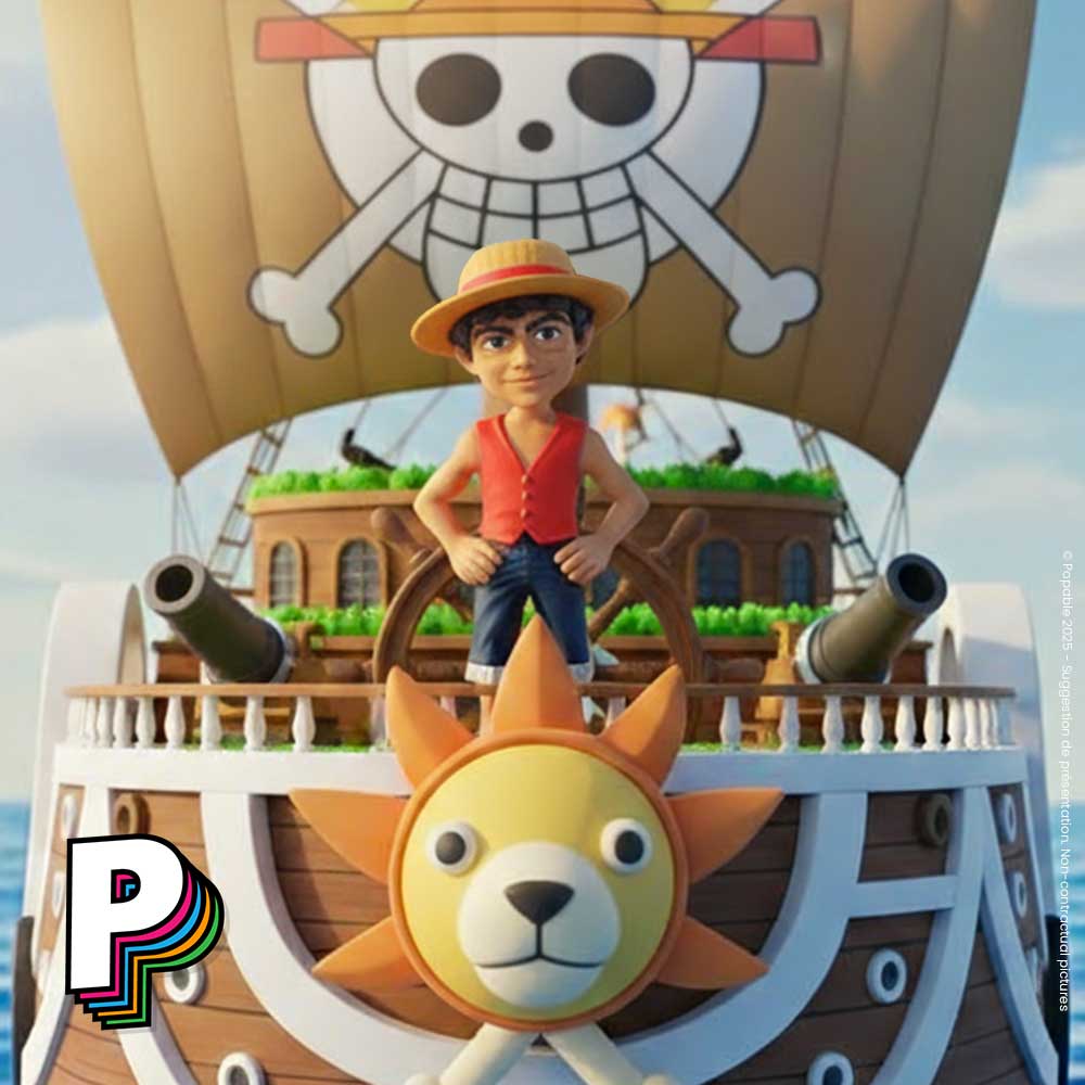 Figurine Monkey D. Luffy One Piece de Minix sur bateau pirate
