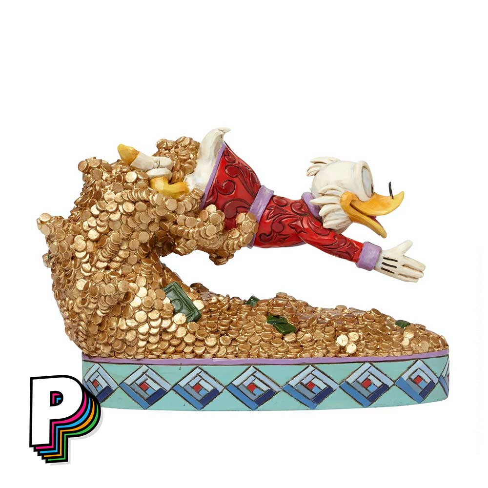 Figurine Oncle Picsou "Plonger dans un Trésor" de Disney côté droit