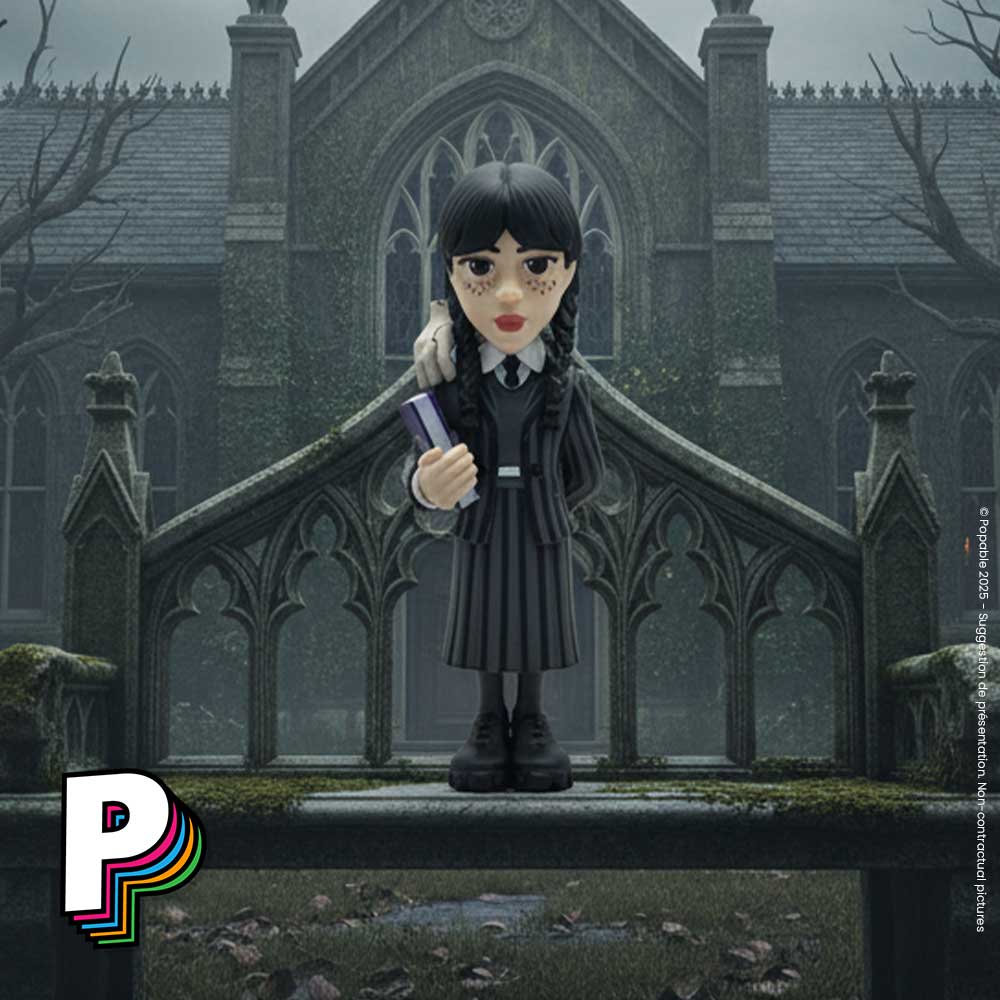 Figurine Wednesday avec La Chose Minix à l'école