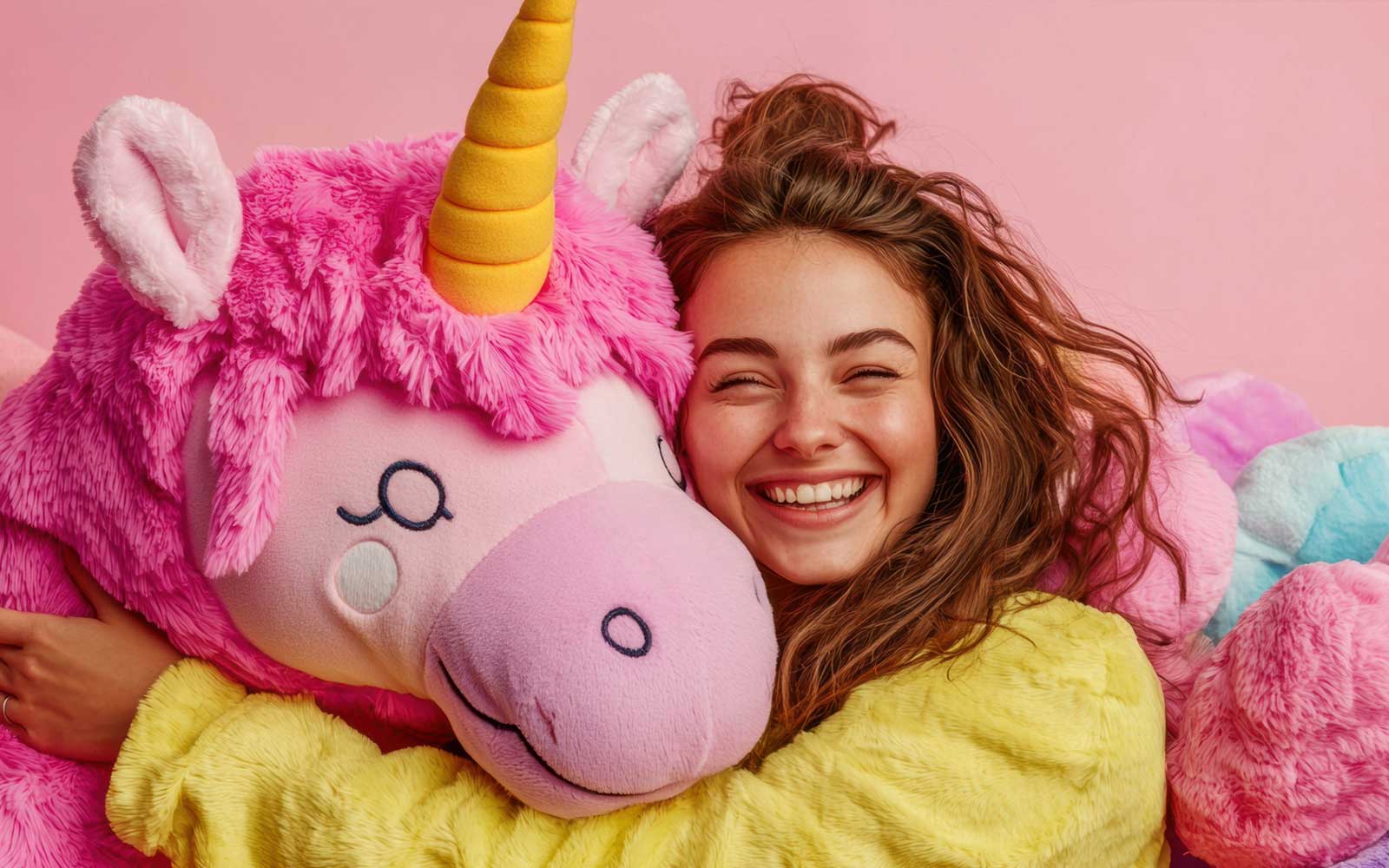 Grande peluche licorne avec câlins