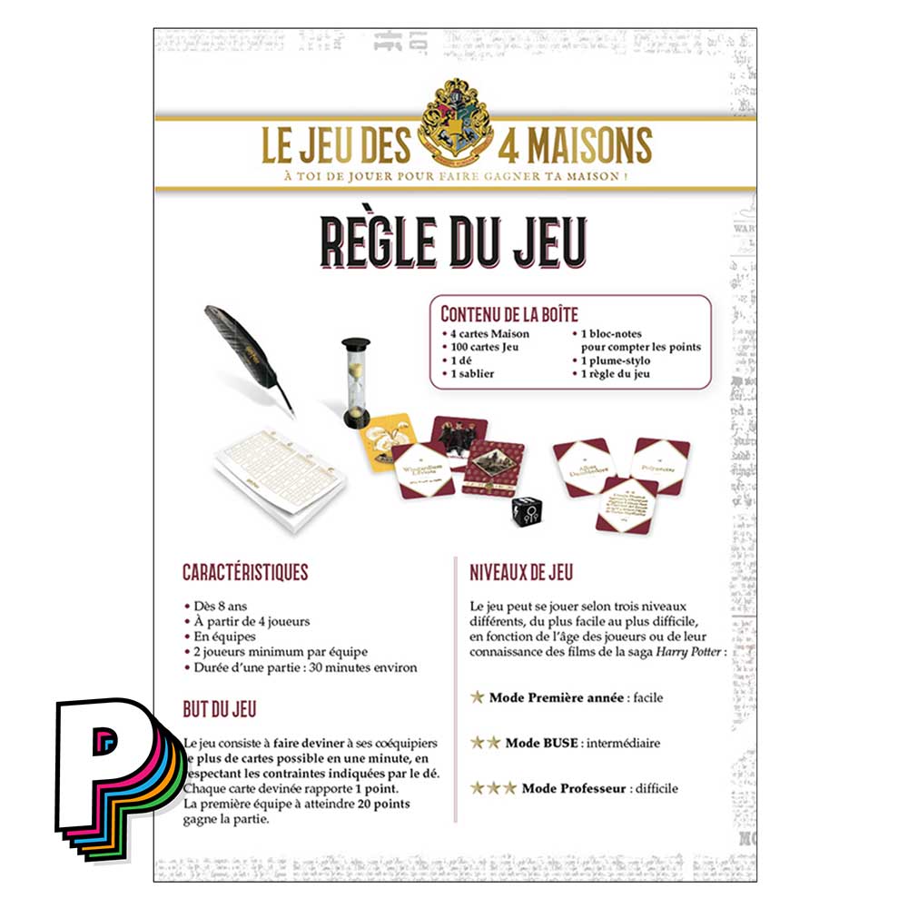 Règle du jeu = Harry Potter : Le Jeu des 4 Maisons