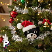 Peluche tête chat Jack Noël à suspendre de Jellycat dans sapin de Noël