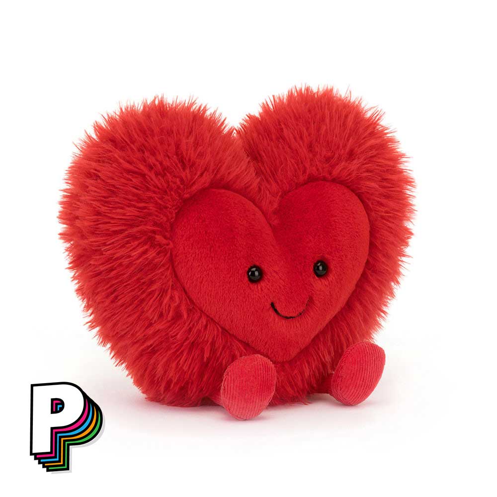 Peluche coeur poilu rouge jellycat