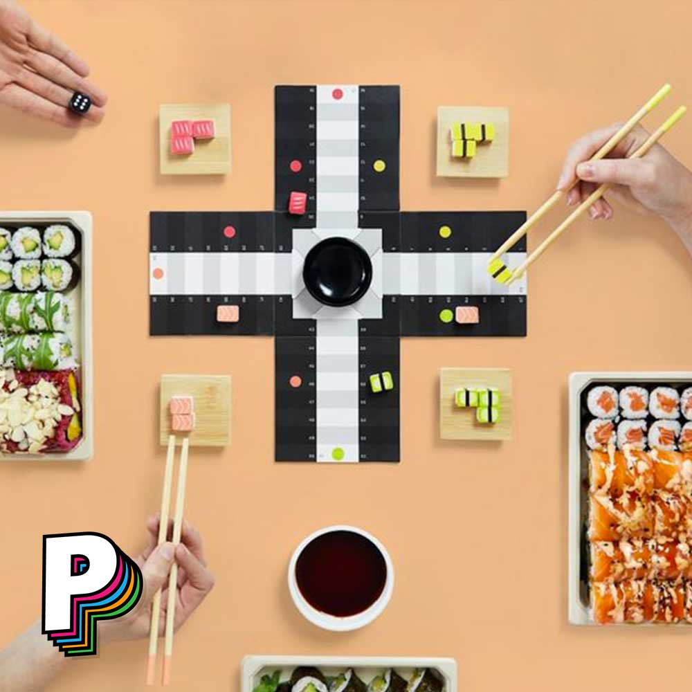 Jeu des petits chevaux Ludoshi version Sushi mis en scène