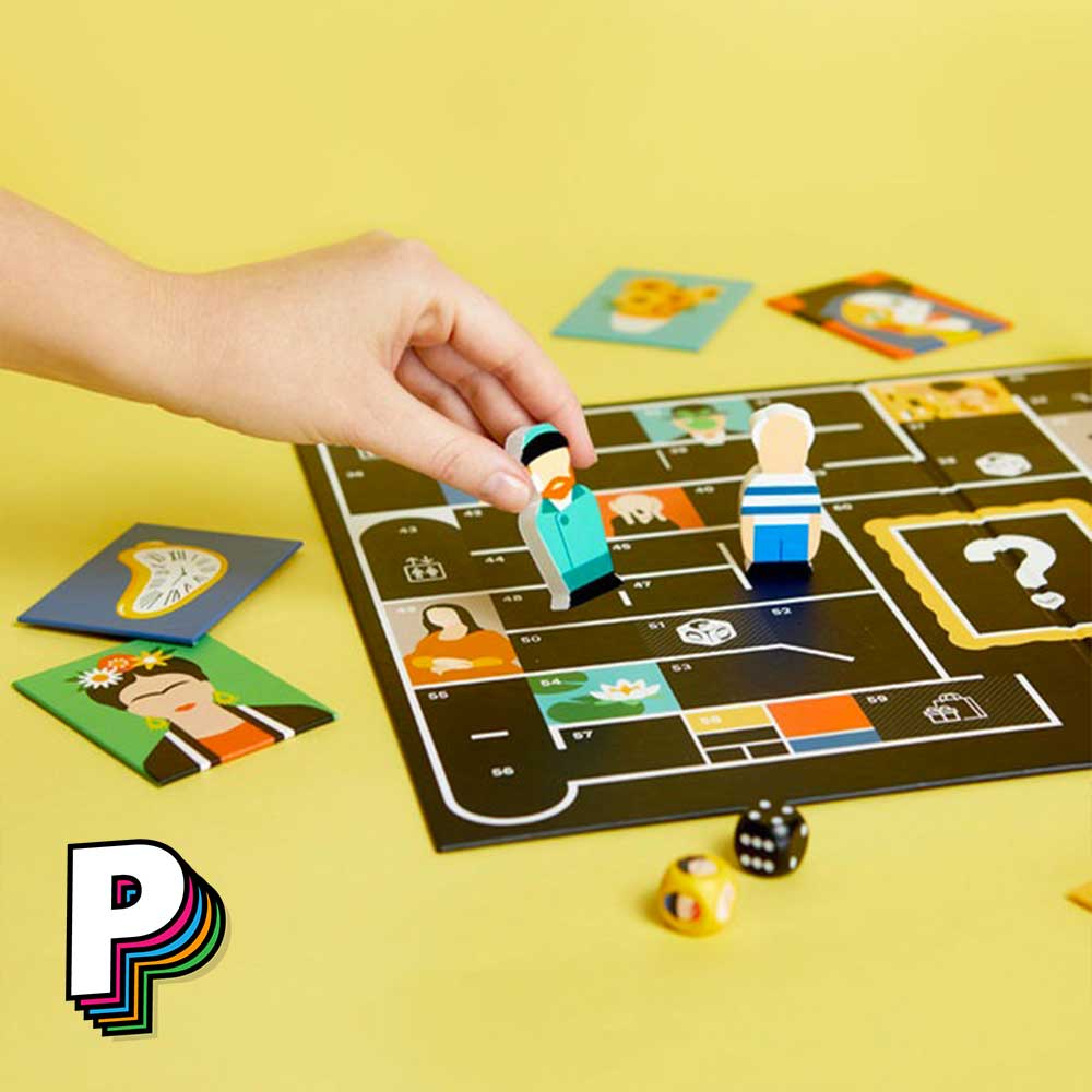 Jeu de l'Oie revisité autour de l'Art détails des pièces en bois