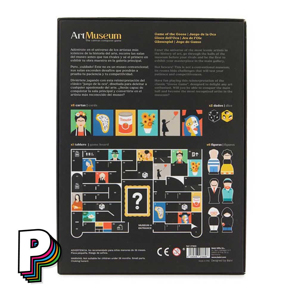 Dos de la boite Jeu de l'Oie revisité autour de l'Art