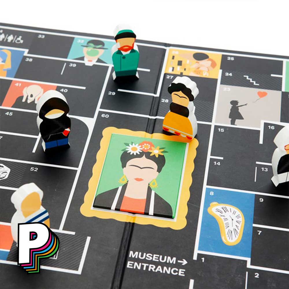 Jeu de l'Oie revisité autour de l'Art Zoom sur les pions sur plateau