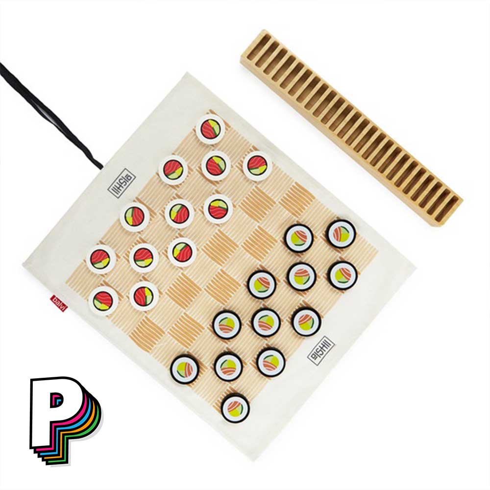 Jeu de dames Damakis en bois version Sushi transportable