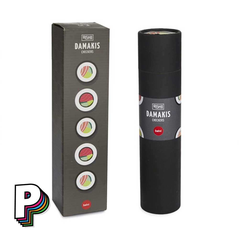 Boite du Jeu de dames Damakis en bois version Sushi