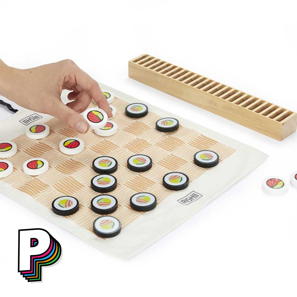 Jeu de dames Damakis en bois version Sushi et coton