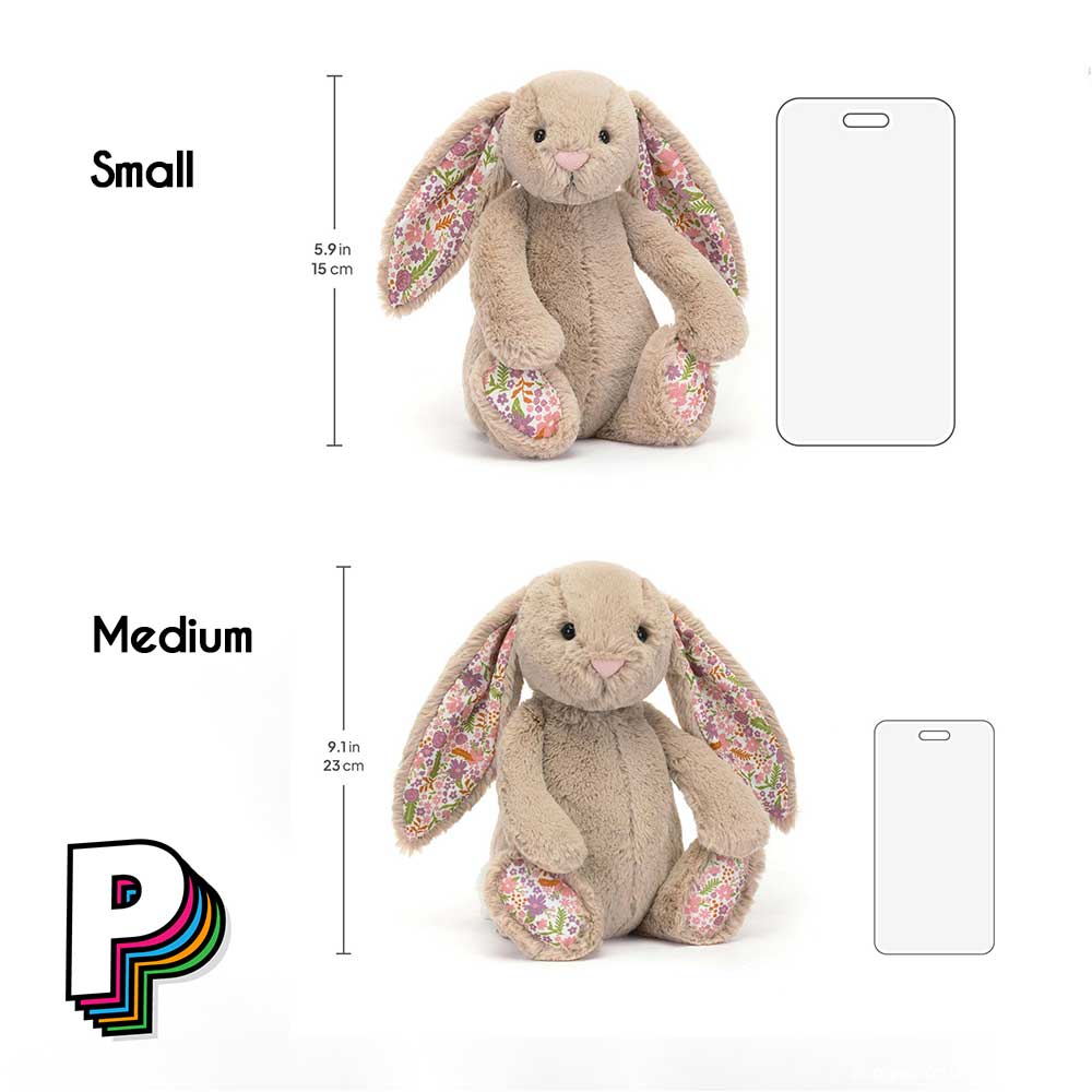 dimensions peluche lapin beige blossom