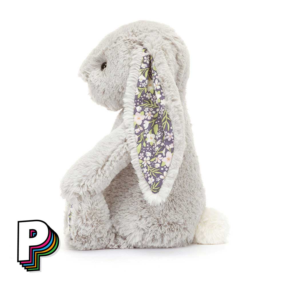 peluche lapin gris silver blossom bloom Jellycat Medium de côté