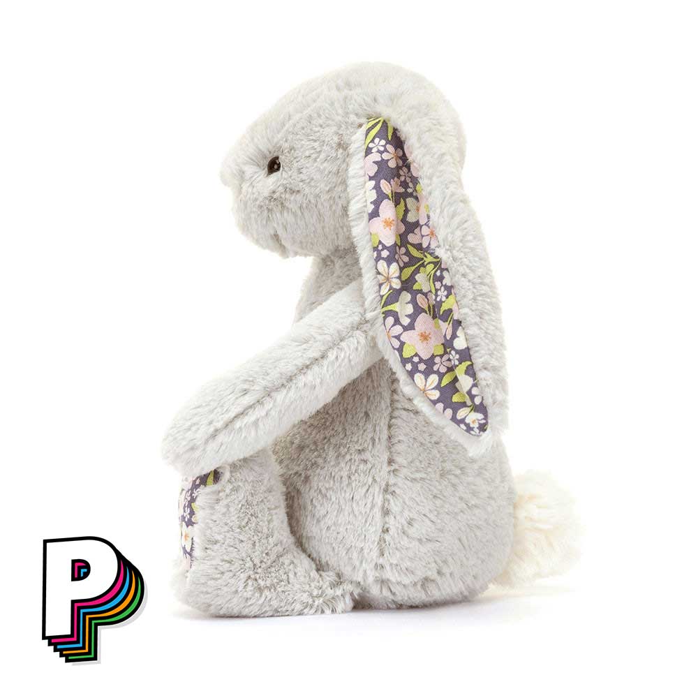 peluche petit lapin gris silver blossom bloom Jellycat Small de côté