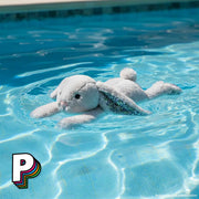 Peluche lapin gris blossom silver de Jellycat en train de nager (illustration)