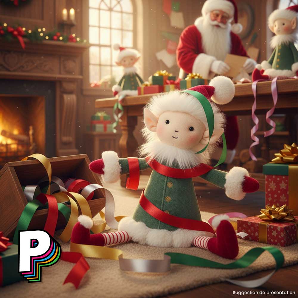 Peluche Leffy lutin atelier Père-noël de Jellycat