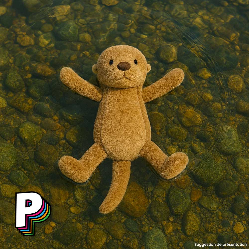 loutre peluche qui nage dans l'eau