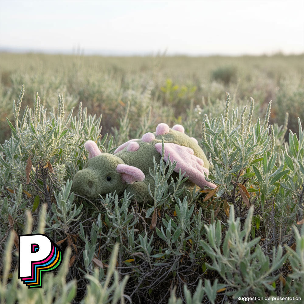 Peluche dragon Malachy caché dans l'herbe Jellycat
